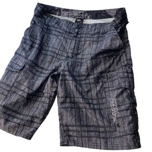 No Fear Vintage Y2K Boardshorts Mens 36 Black Windowpane Streetwear Surfwear 12"